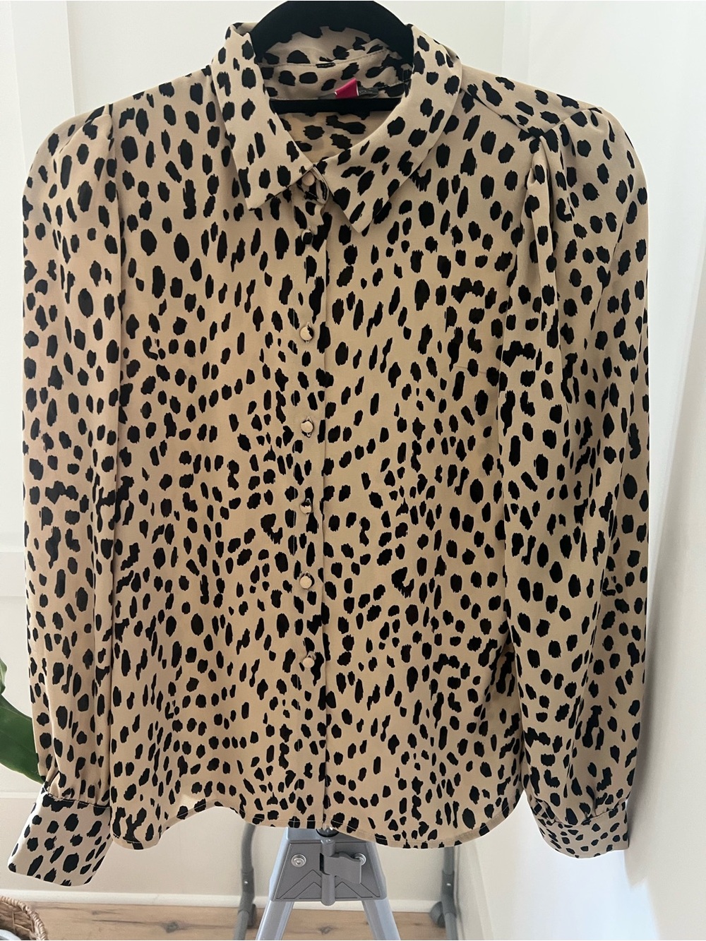Leopard Print Button-Front Blouse by Vince Camuto
